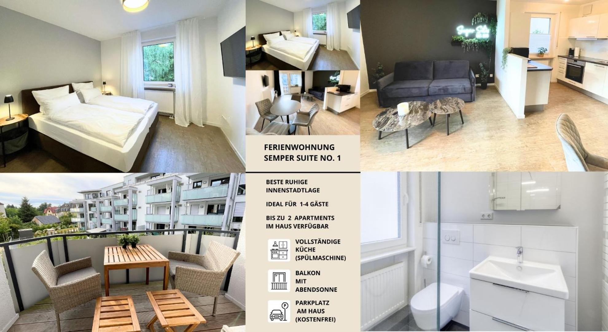 Semper Suite No1 - 2Zi Fewo 1-4 Pers, Balkon, Parkplatz, Hofgartennaehe 바이로이트 외부 사진
